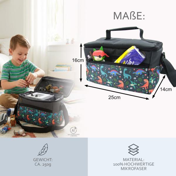 BAMBINIWELT Musikbox-Tasche für Hörwürfel z.B. Toniebox und Tigerbox Touch, verstellbare Innenfächer, Netzfach für Zubehör GROSS